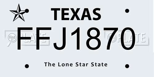 FFJ1870 Texas License Plate