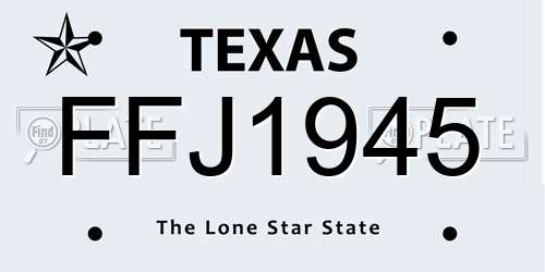 FFJ1945 Texas License Plate