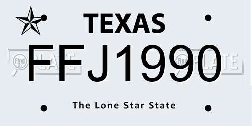 FFJ1990 Texas License Plate