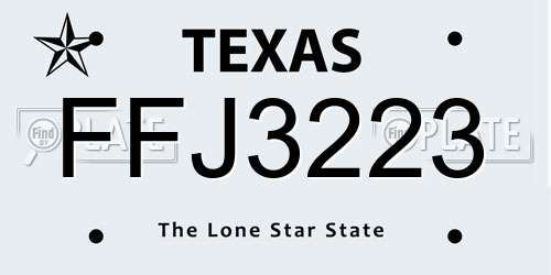 FFJ3223 Texas License Plate