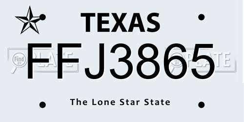 FFJ3865 Texas License Plate