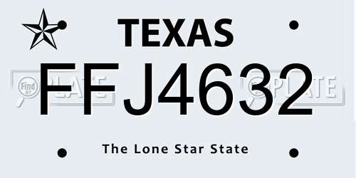 FFJ4632 Texas License Plate