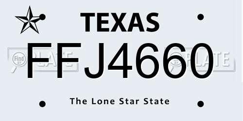 FFJ4660 Texas License Plate