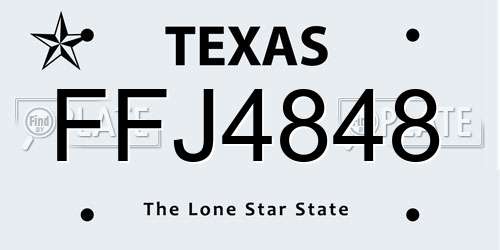 FFJ4848 Texas License Plate