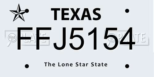 FFJ5154 Texas License Plate