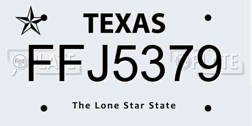 FFJ5379 Texas License Plate