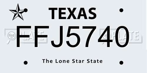 FFJ5740 Texas License Plate
