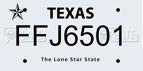 FFJ6501 Texas License Plate