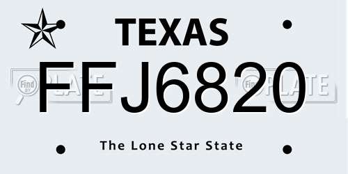 FFJ6820 Texas License Plate
