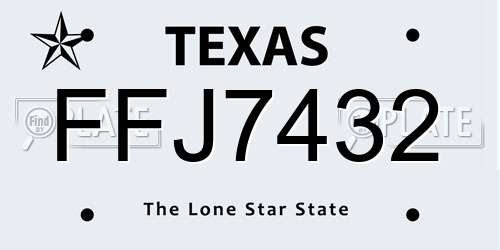 FFJ7432 Texas License Plate
