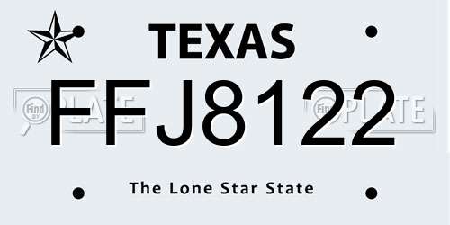 FFJ8122 Texas License Plate