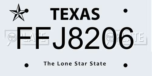 FFJ8206 Texas License Plate
