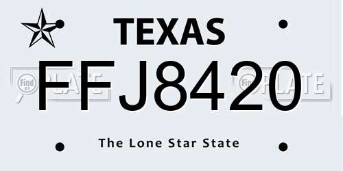 FFJ8420 Texas License Plate