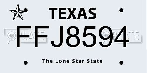 FFJ8594 Texas License Plate