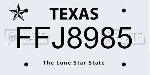 FFJ8985 Texas License Plate