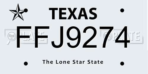 FFJ9274 Texas License Plate