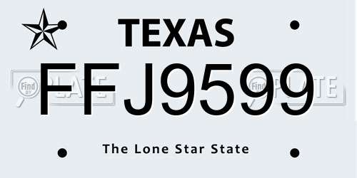 FFJ9599 Texas License Plate