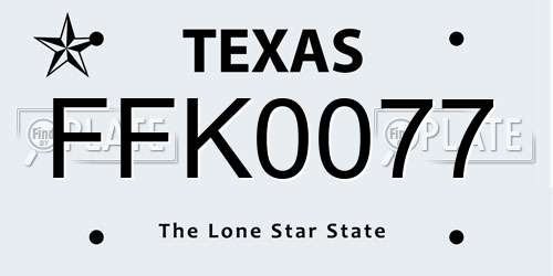 FFK0077 Texas License Plate