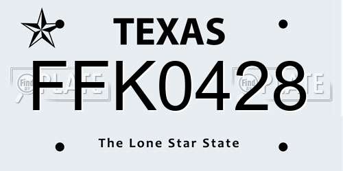 FFK0428 Texas License Plate