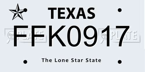 FFK0917 Texas License Plate