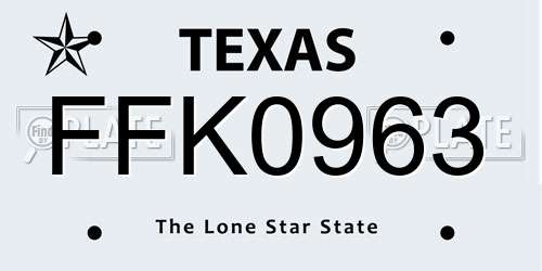 FFK0963 Texas License Plate