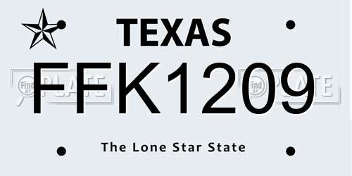 FFK1209 Texas License Plate