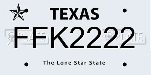 FFK2222 Texas License Plate