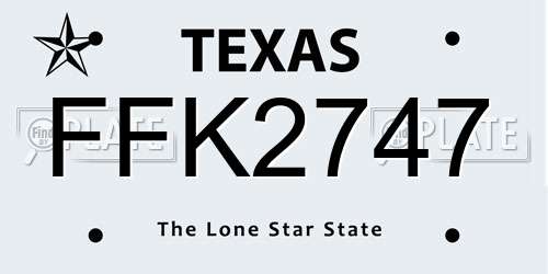 FFK2747 Texas License Plate