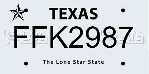 FFK2987 Texas License Plate