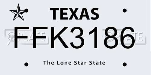 FFK3186 Texas License Plate