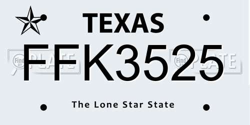 FFK3525 Texas License Plate