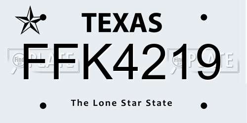 FFK4219 Texas License Plate
