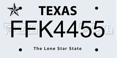 FFK4455 Texas License Plate