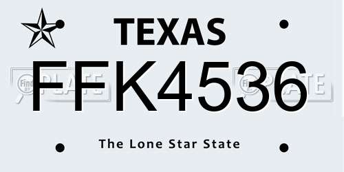 FFK4536 Texas License Plate