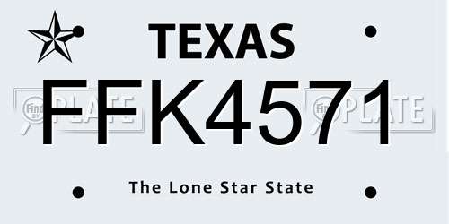 FFK4571 Texas License Plate