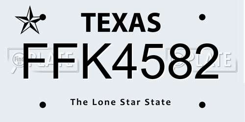 FFK4582 Texas License Plate