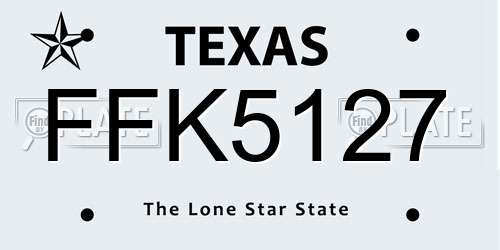 FFK5127 Texas License Plate