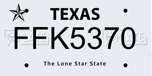 FFK5370 Texas License Plate