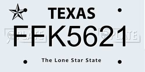 FFK5621 Texas License Plate