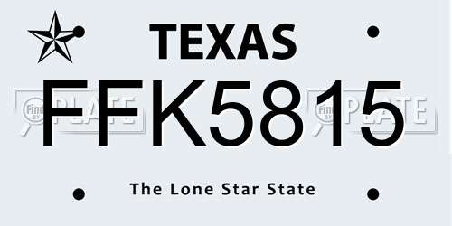 FFK5815 Texas License Plate