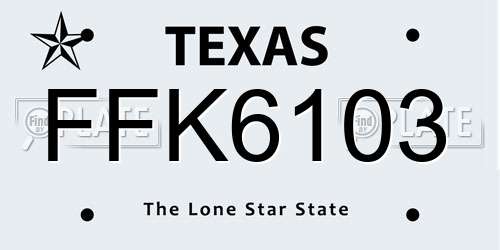 FFK6103 Texas License Plate