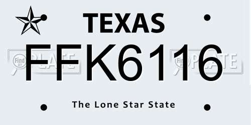 FFK6116 Texas License Plate