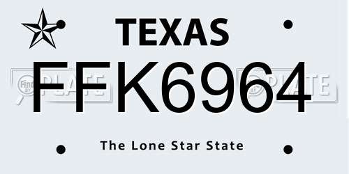 FFK6964 Texas License Plate