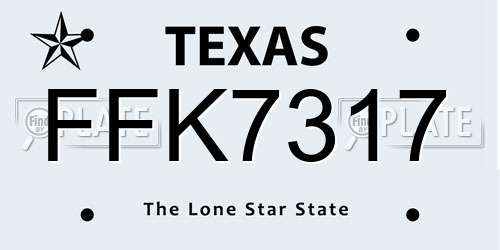FFK7317 Texas License Plate