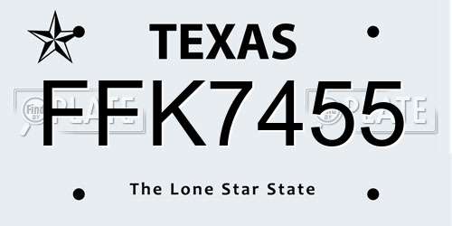 FFK7455 Texas License Plate