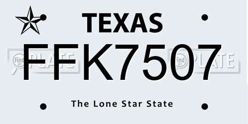FFK7507 Texas License Plate