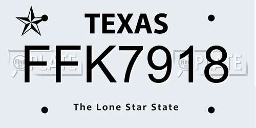 FFK7918 Texas License Plate