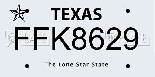 FFK8629 Texas License Plate