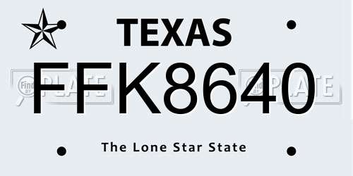 FFK8640 Texas License Plate