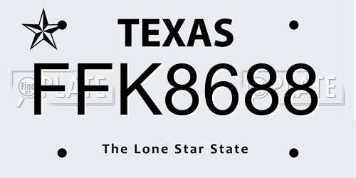 FFK8688 Texas License Plate